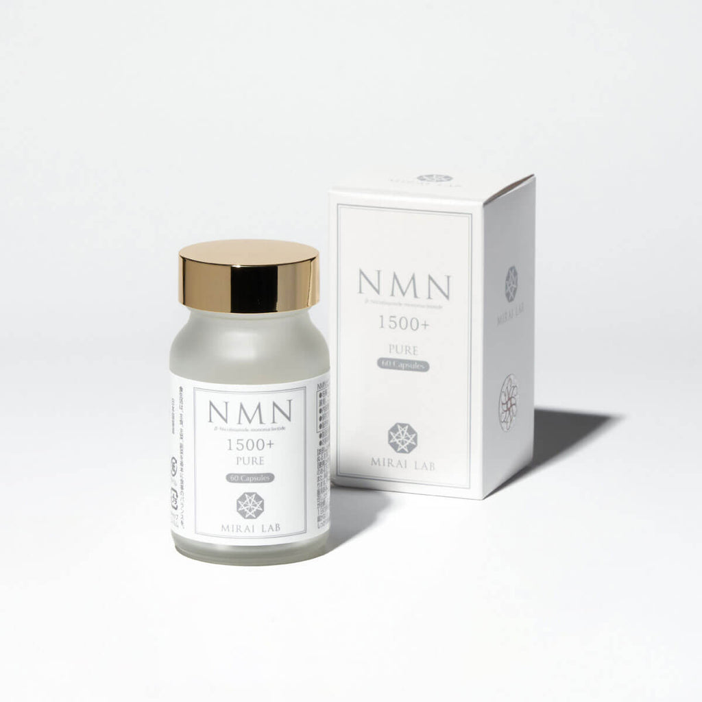 bottle containing 60 capsules of mirai lab's nmn 1500 pure supplement 