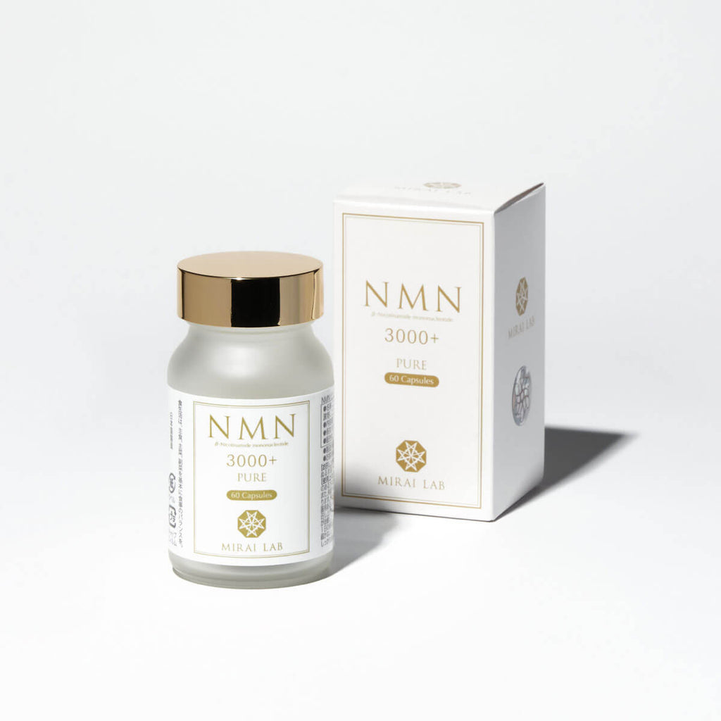 bottle containing 60 capsules of mirai lab's nmn 3000 pure supplement 